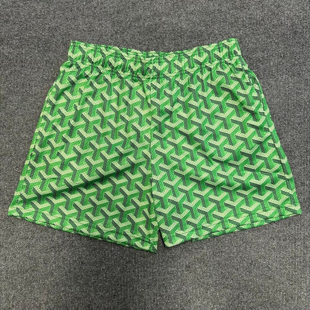 Bravest Studios Men’s Goyard Green Shorts Streetwear Mesh Pull On Gym Shorts L